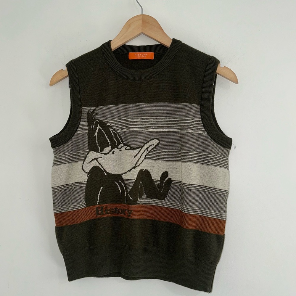 Women's vintage History iceberg sleeveless sweater vest Daffy Duck sz S #X2